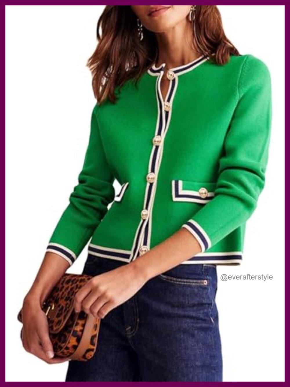 Women's Open Front Button Down Cropped Cardigan Sweater Knit Jacket